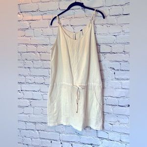 Linen Blend drawstring waist mini dress